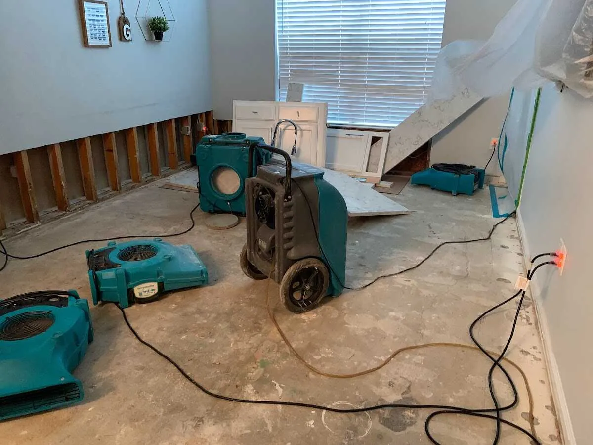 Dehumidifier in flood-cut room for Water Damage Restoration in Sarasota Springs